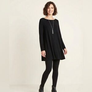 Eileen Fisher Black Viscose Jersey Tunic Top Dress | Size Medium